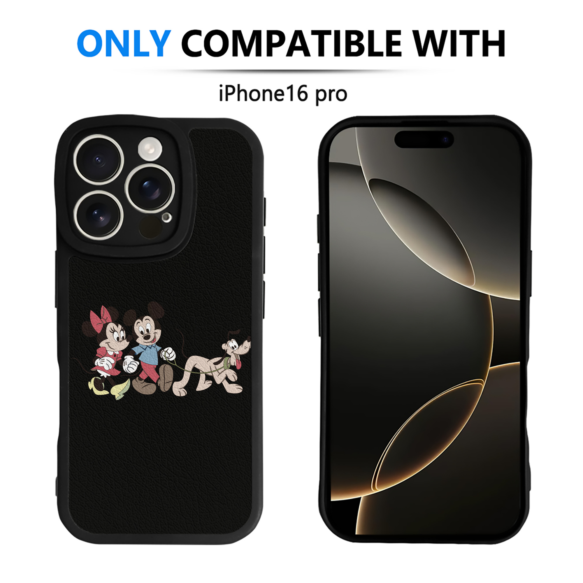 （画像用） ミッキーマウス Mickey Mouse 【iPhone 16シリーズ対応】シリコンスマホケース（レザー調） 材質：シリコン